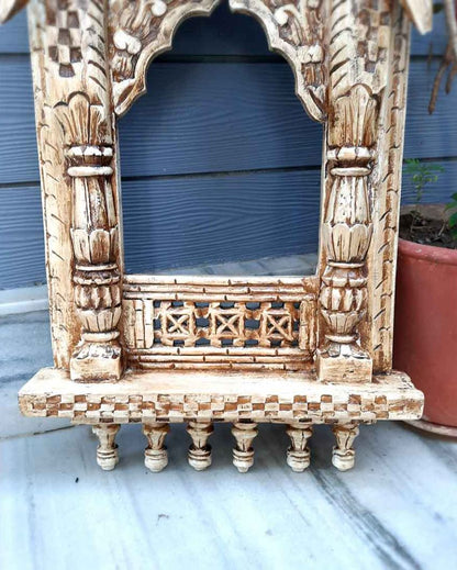 Unique Wood Polished Jharokha Wall Hanging