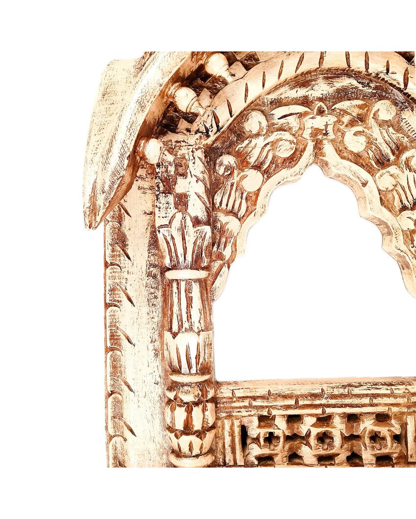 Unique Wood Polished Jharokha Wall Hanging