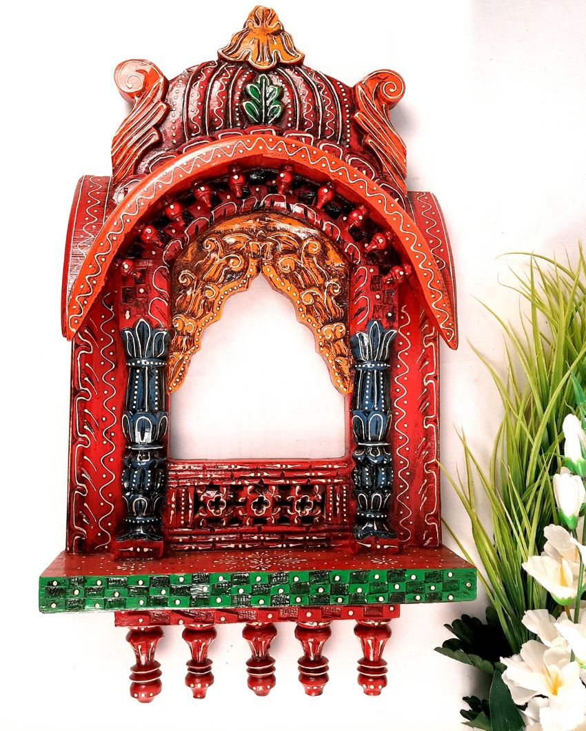 Classic Wood Polished Jharokha Wall Hanging | 15 x 4 x 27 inches