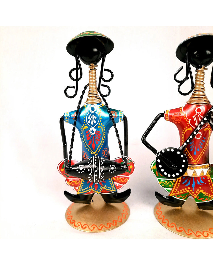 Artistic Iron Polished Decorative Musician Showpiece | Set of 3 | 11 x 3 x 9 inches