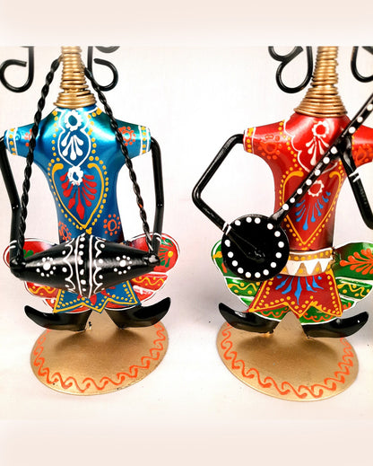 Artistic Iron Polished Decorative Musician Showpiece | Set of 3 | 11 x 3 x 9 inches