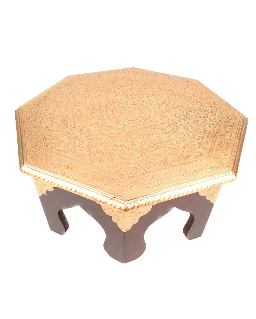 Functional Wood Polished Puja Chowki Bajot | 17 x 7 inches