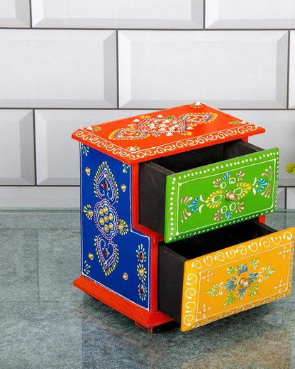 Classic Hand Painted and Wood Polished Two Boxes Drawer | 6 x 5 inches