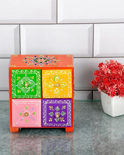 Stylish Hand Painted and Wood Polished Four Boxes Drawer | 7 x 4 x 6 inches