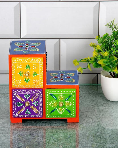 Traditional Hand Painted and Wood Polished Three Boxes Drawer | 6 x 4 inches