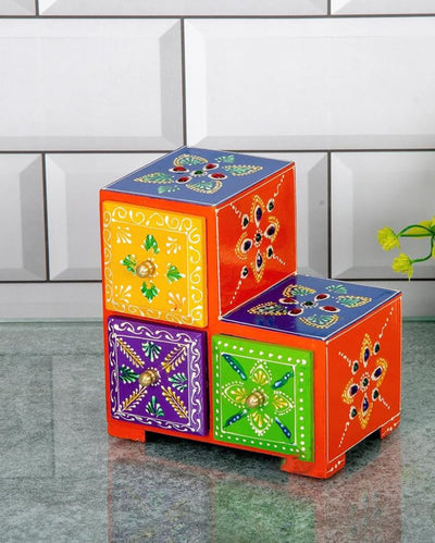 Traditional Hand Painted and Wood Polished Three Boxes Drawer | 6 x 4 inches