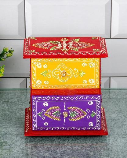 Decorative Hand Painted and Wood Polished Two Boxes Drawer | 6 x 5 inches