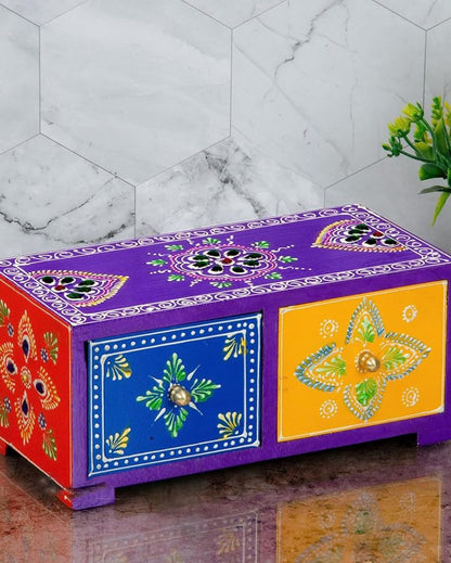 Modern Hand Painted and Wood Polished Two Boxes Drawer | 8 x 4 inches