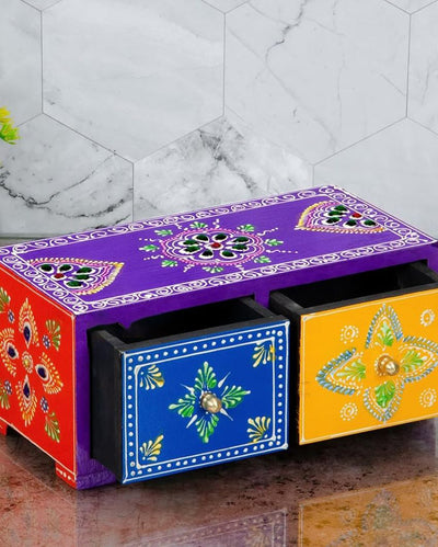 Modern Hand Painted and Wood Polished Two Boxes Drawer | 8 x 4 inches