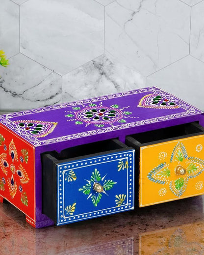 Modern Hand Painted and Wood Polished Two Boxes Drawer | 8 x 4 inches