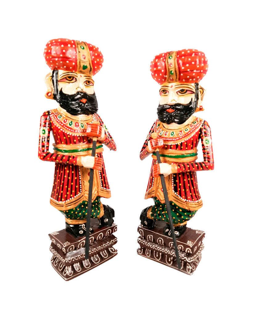 Artistic Wood Polished Darbaan Showpiece | Pack of 2