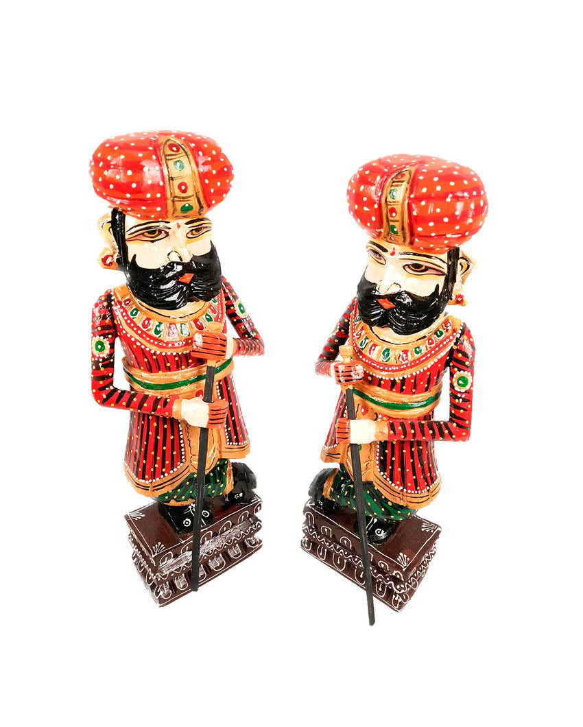 Artistic Wood Polished Darbaan Showpiece | Pack of 2