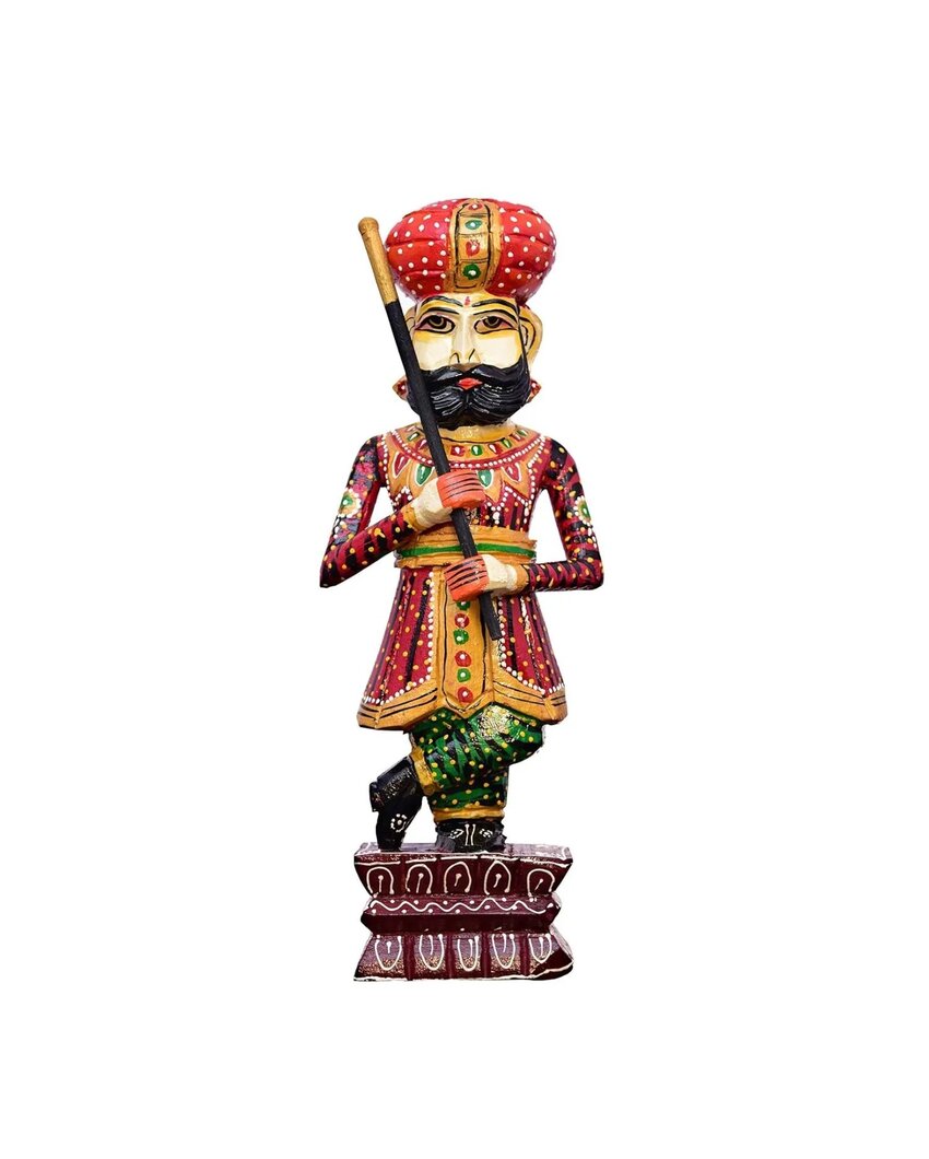 Artistic Wood Polished Darbaan Showpiece | Pack of 2