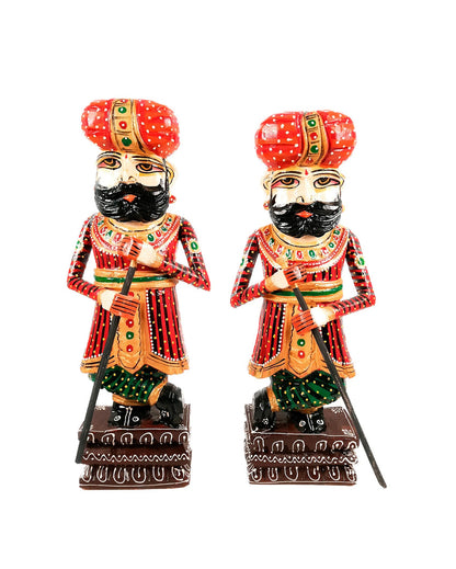 Artistic Wood Polished Darbaan Showpiece | Pack of 2