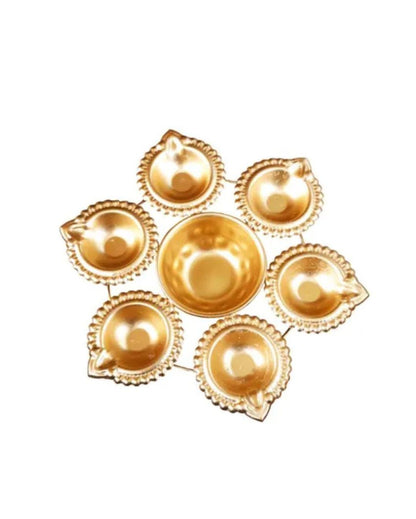 Round Golden Metal Decorative Diya Urlis | Set Of 2 | 7 inches