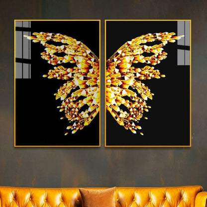 Contemporary Golden Butterfly Canvas Wall Painting