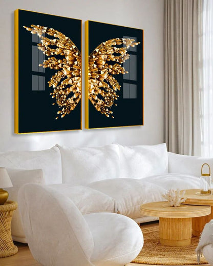 Contemporary Golden Butterfly Canvas Wall Painting