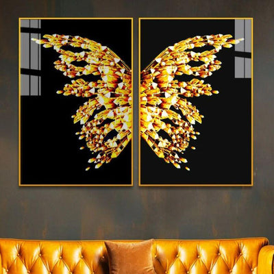 Contemporary Golden Butterfly Canvas Wall Painting