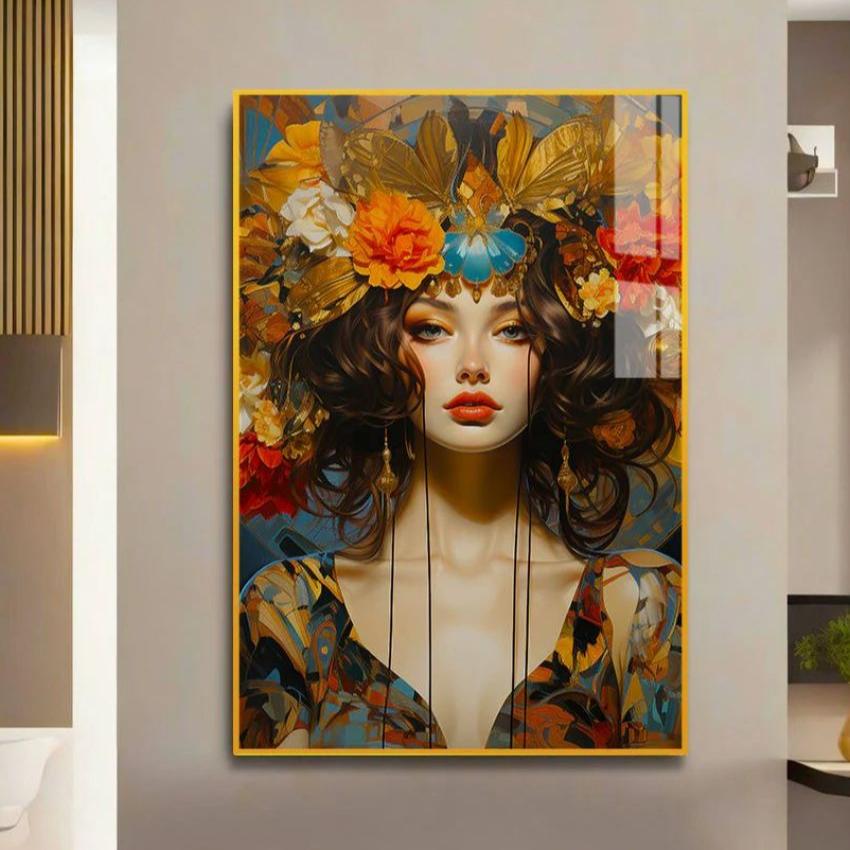 Beautiful Girl with Flower Canvas Wall Painting