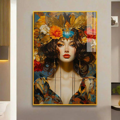 Beautiful Girl with Flower Canvas Wall Painting