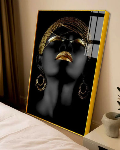 Black & Gold African Woman Canvas Wall Painting