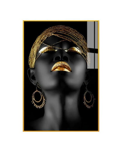 Black & Gold African Woman Canvas Wall Painting