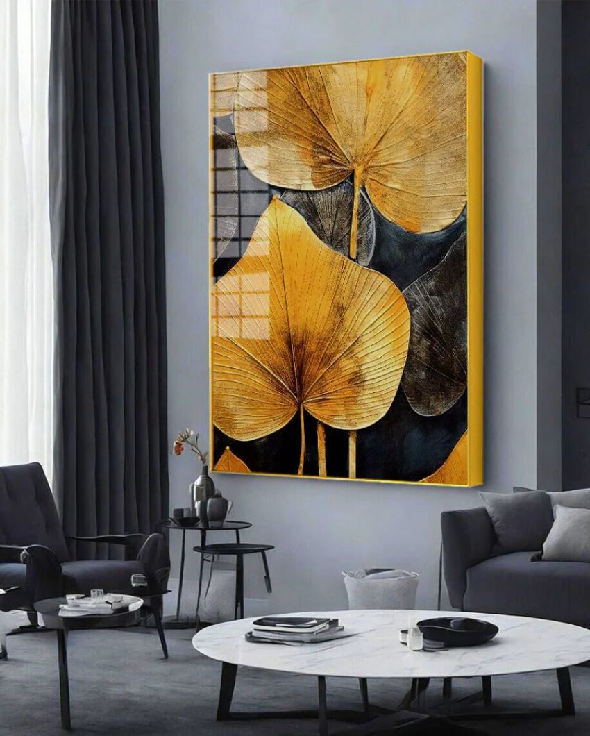 Golden Leaf in Art Canvas Wall Painting