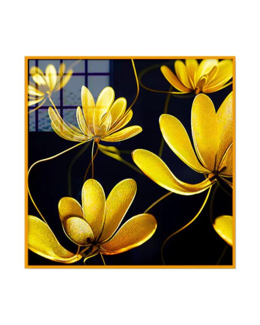 Beautiful Golden Flower Canvas Wall Painting | 24 inches