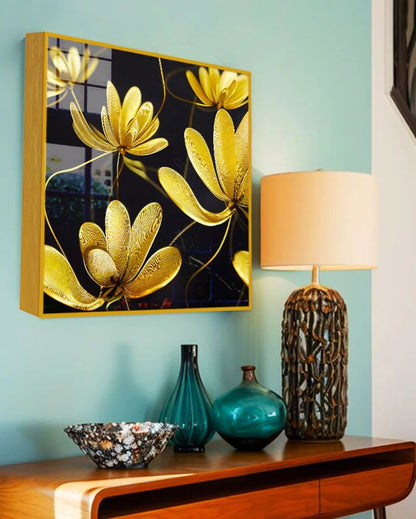 Beautiful Golden Flower Canvas Wall Painting | 24 inches