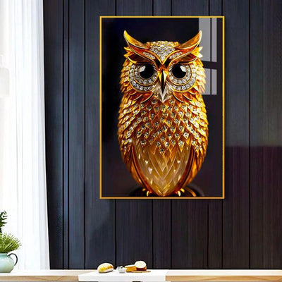 Beautiful Golden Owl Canvas Wall Painting