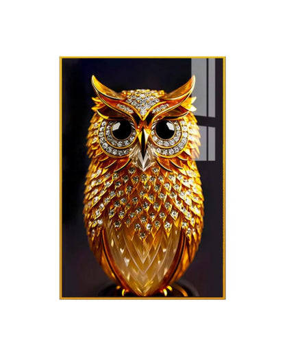 Beautiful Golden Owl Canvas Wall Painting