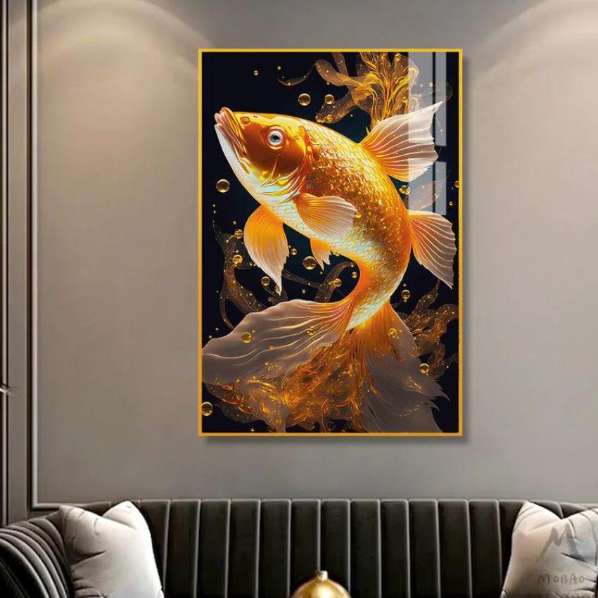 Beautiful Golden Fish Swimming Canvas Wall Painting