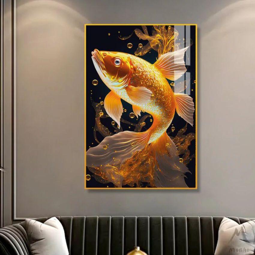 Beautiful Golden Fish Swimming Canvas Wall Painting