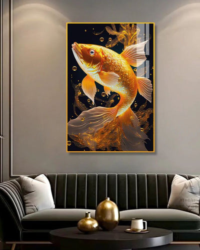 Beautiful Golden Fish Swimming Canvas Wall Painting