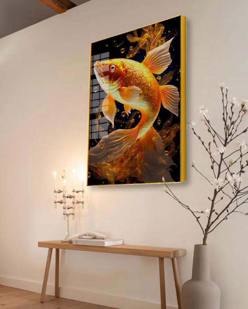 Beautiful Golden Fish Swimming Canvas Wall Painting