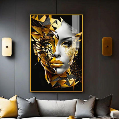 Beautiful Modern Golden Women Canvas Wall Painting