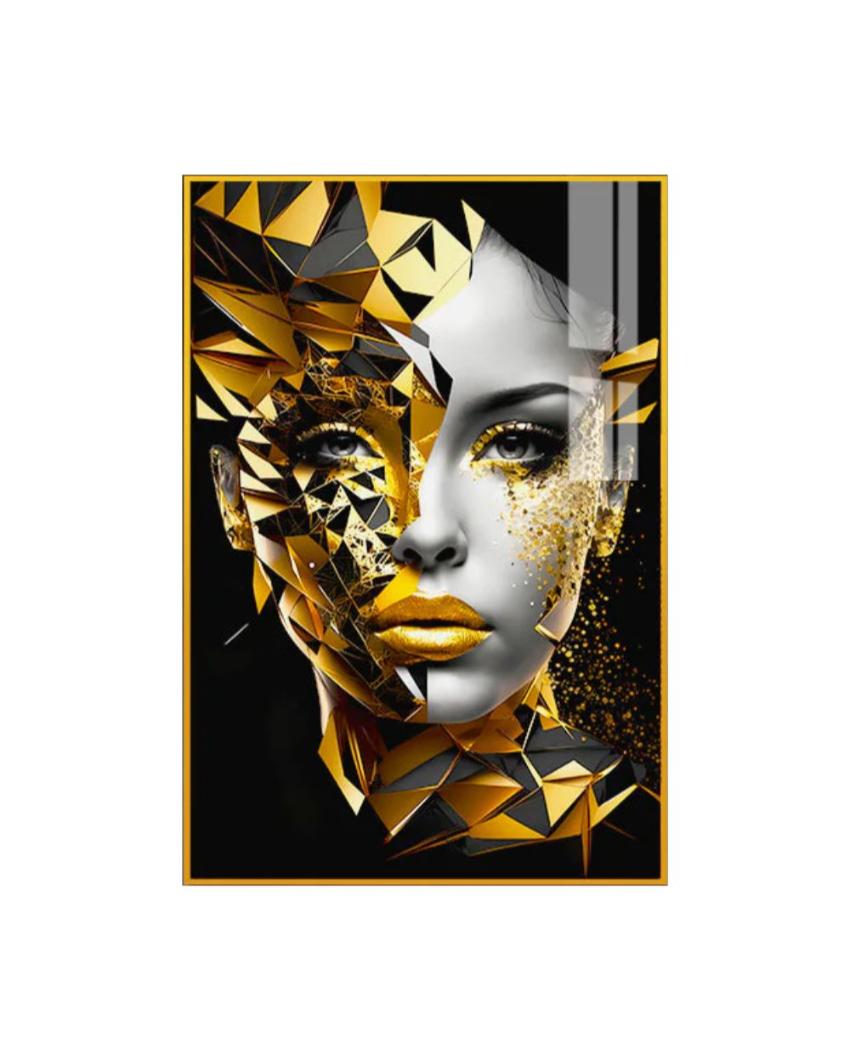 Beautiful Modern Golden Women Canvas Wall Painting