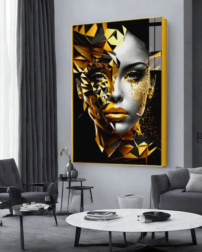 Beautiful Modern Golden Women Canvas Wall Painting