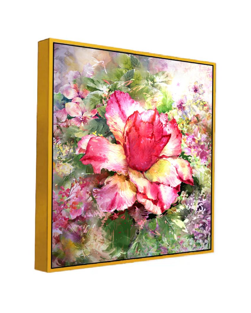 Blossoming Grace Floating Framed Floral Canvas Wall Painting