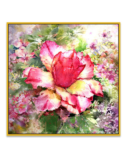 Blossoming Grace Floating Framed Floral Canvas Wall Painting