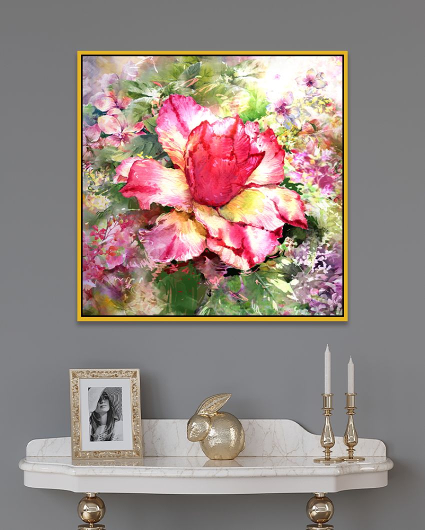 Blossoming Grace Floating Framed Floral Canvas Wall Painting