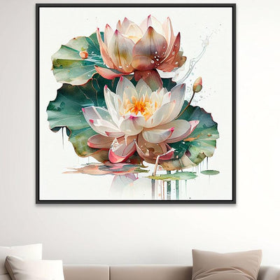 Vibrant Lotus Flower Canvas Framed Wall Paintings