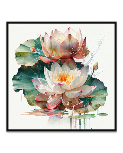 Vibrant Lotus Flower Canvas Framed Wall Paintings