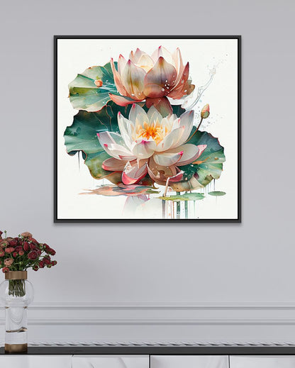 Vibrant Lotus Flower Canvas Framed Wall Paintings