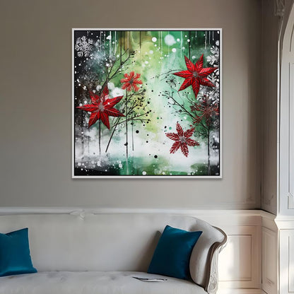 Festive Christmas Scene Canvas Wall Painting