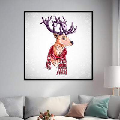 Festive Reindeer Christmas Canvas Wall Painting