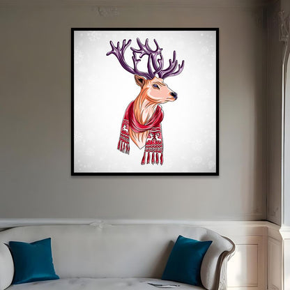 Festive Reindeer Christmas Canvas Wall Painting