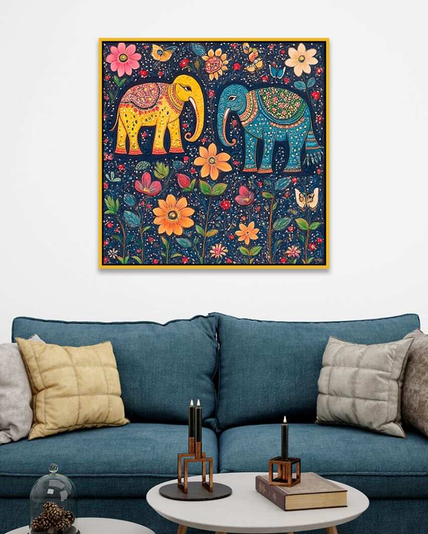 Classic Madhubani Colorful Depictions Of Nature and Wildlife Wall Painting