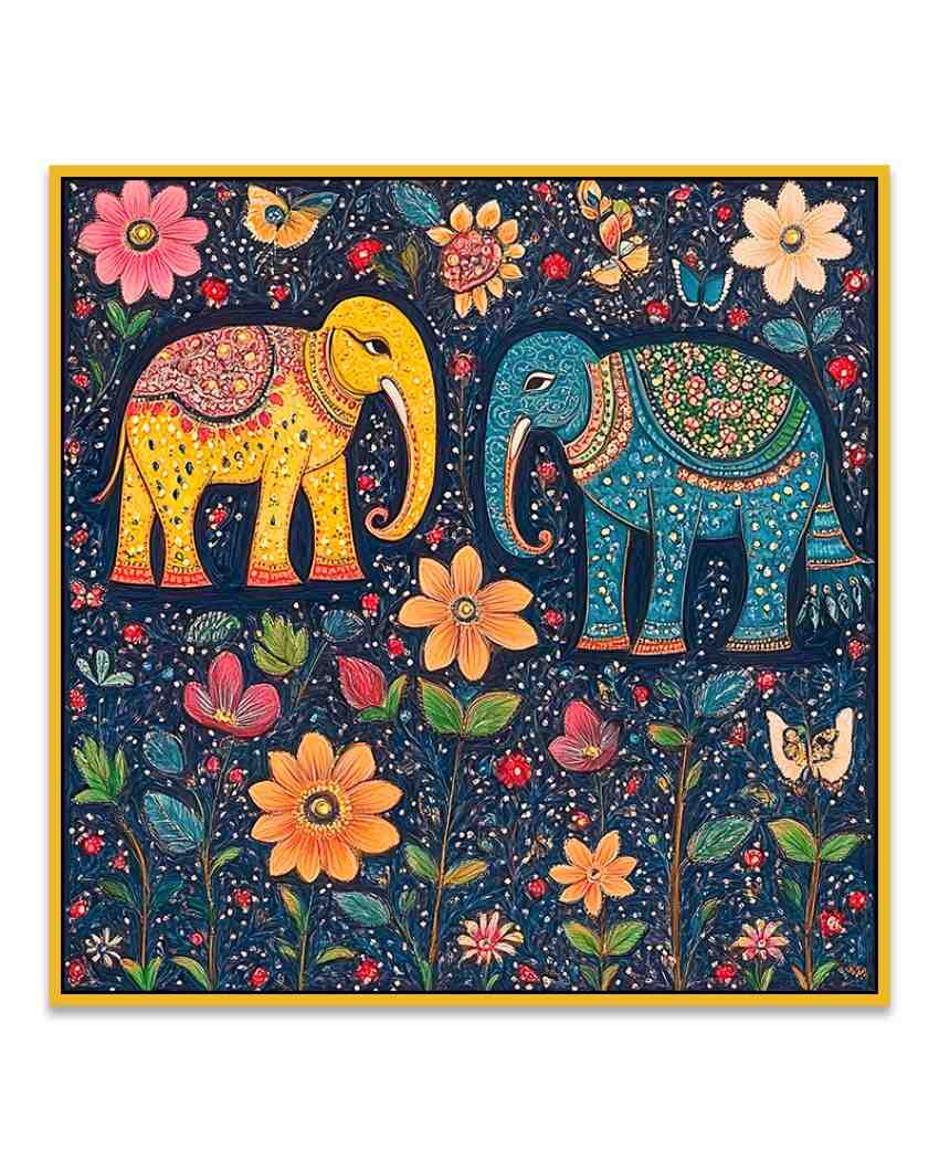 Classic Madhubani Colorful Depictions Of Nature and Wildlife Wall Painting