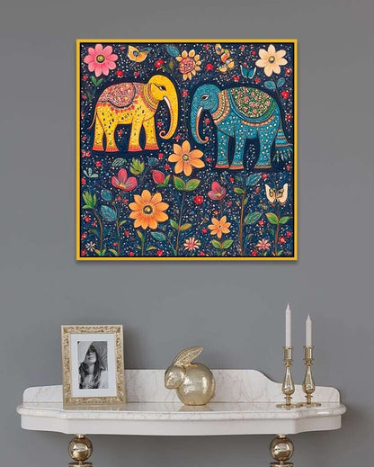 Classic Madhubani Colorful Depictions Of Nature and Wildlife Wall Painting